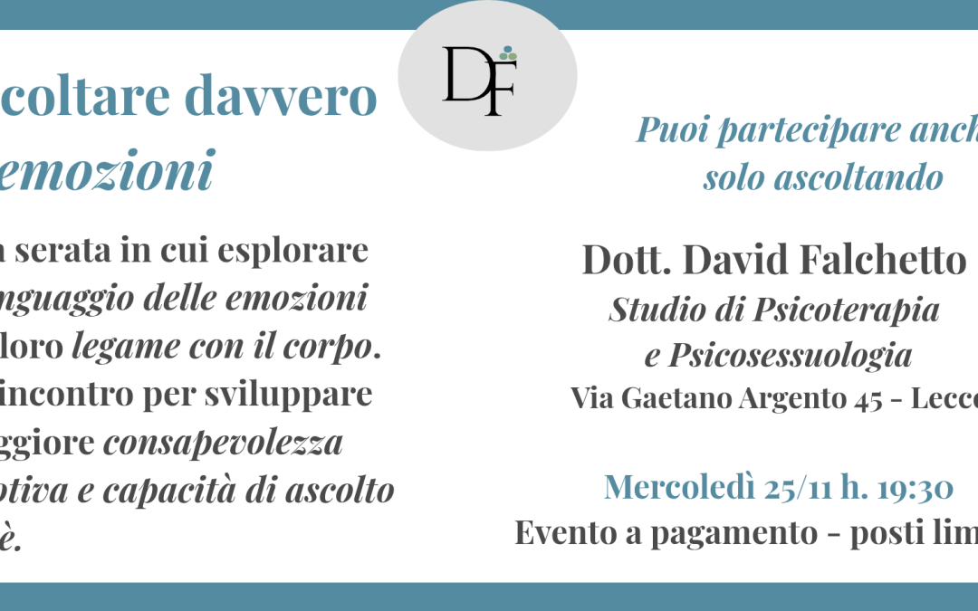 Percorso “Capirsi, sentirsi, cambiare” – Ascoltare davvero le emozioni